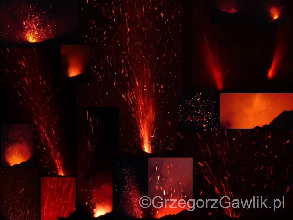 Eruptions of the Stromboli volcano (Italy).